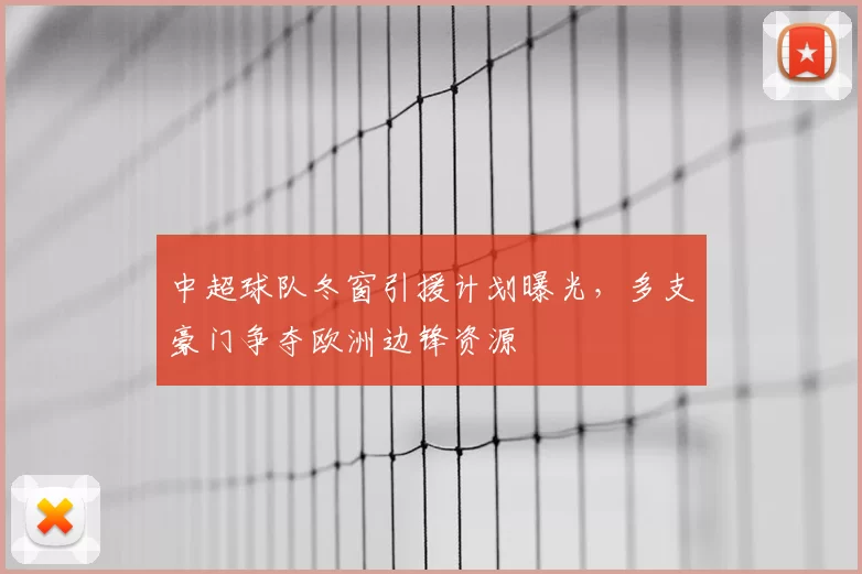 中超球队冬窗引援计划曝光，多支豪门争夺欧洲边锋资源
